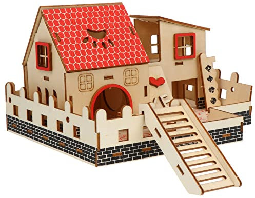 FRCOLOR Chambre des Hamsters Maison De Hamster Nain Meubles De Cabane en Rondins Bois De Maison De Hamster Grandes Cages pour Hamsters Rat Clôture De Bébé en Bois