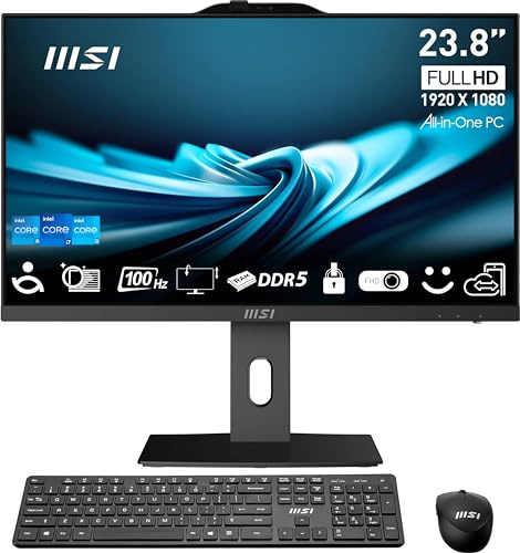 msi PRO AP242P 23.8” IPS FHD All-in-One PC: Intel Core i7-14700, 16GB DDR5, 1TB m.2 NVMe SSD, WiFi, Adjustable Stand, Keyboard & Mouse, Windows 11 Home: 14M-643US
