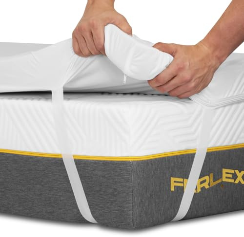 Ferlex - Topper ViscoGel Impermeable 5 cm | Topper viscoelástico 100% | Tejido Tencel Muy Suave y Fresco | Sobrecolchon Desenfundable y Lavable (105x190)