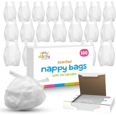 SOL 200pk Scented Nappy Bags with Tie Handles, Large Baby Bin Sanitary Disposal. Strong and Durable Sacks, Easy to Handle, Suitable for Childcare and Adult Use, Convenient Disposable Bags