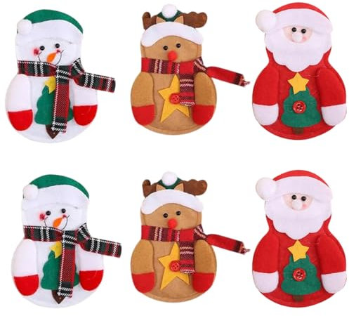 EIHI Sac à Couverts de Noël, Porte-Couverts Sapin de Noël, Porte Couverts Noel,Porte Couvert Noel Sac à Couverts Noël Décorations de Table Arbre de Noël, 6 pièce