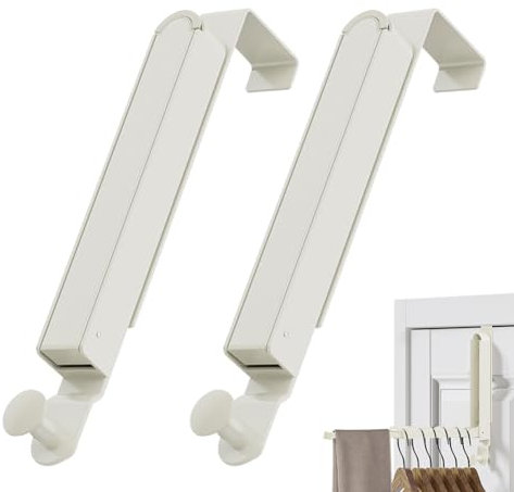 Appendiabiti da porta, pieghevole, da appendere, senza foratura, per 6 grucce e estensioni estensibili, per appendere non è necessaria alcuna foratura, per vestiti, cappotti dietro confezione da 2