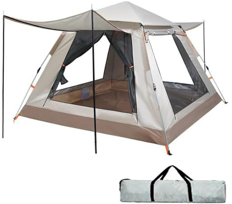 Tente de camping pop-up Gziztx pour 6 à 8 pers. imperméable, coupe-vent, solaire 2 portes, 2 fenêtres facile à installer pour les voyages en plein air, randonnée, plage