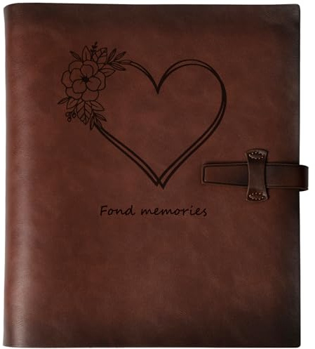 Photo Album 4x6 200 Photos, Genuine Leather Albums Page Refillable with 30 Pieces Writing Paper, Best Gift for Travel Wedding Kids Graduation Baby Picture Album Scrapbook