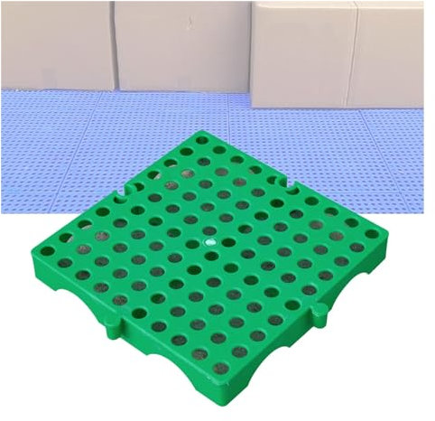Blue Spill Pallet - Vassoio da pavimento in polietilene leggero con griglie traspiranti, piattaforma facile impilabile per garage, supermercato, cantina, verde, 20 x 20 x 3 cm