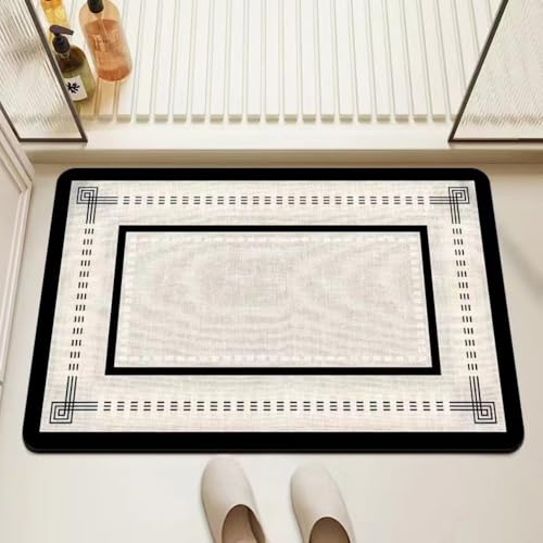 Lukery Alfombra de Diatomita Baño, Crema Alfombrilla de Baño, Antideslizantes Lavables Absorbente Alfombra para Bañera, Ducha, Cuarto de Cocina (Beige,40x60cm)