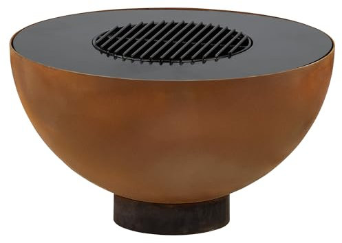 BBQ-Toro Feuerschale mit Grill Ø 60 cm | Rostoptik | Feuerplattengrill, Outdoor Feuerstelle mit Grillplatte, Grill Feuerschale | Brennschale, Feuerwanne für Garten, Garden Fire Pit, Fire Bowl