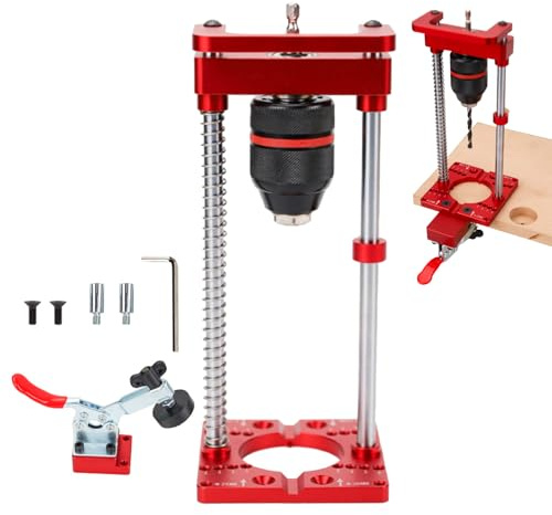 Drill Guide Multi Angle, Precision Drill Stand with Chuck & Fixed Clamp, Portable Drills Guide for Vertical Hole Drilling, Suitable for 1.5-13mm Power Drills