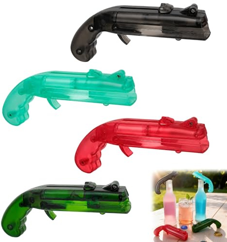 Xanthelle Kapselkastare pistolflasköppnare, skott upp till 5 m, kapselpistol för ölflaskor, ergonomisk design, perfekt för fest och camping, rolig gåva för
