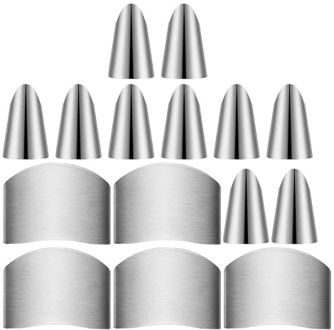 VILLCASE 5juegos Protector de Dedos de Acero Inoxidable para Cortar Alimentos de Unidades Guardia para Pulgar Seguridad Cocina para Cortar y Picar sin Riesgos