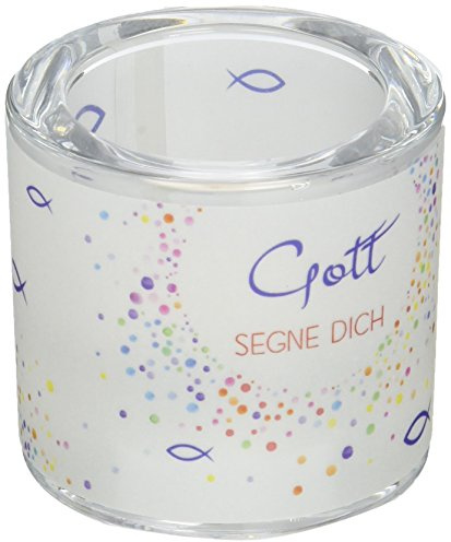 Butzon & Bercker Windlicht zur Geburt & Taufe `Gott segne Dich`– Glas-Teelichthalter mit Spruch – Geschenk mit Licht & Botschaft – Inkl. Geschenkverpackung