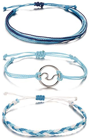 Softones VSCO String Wave Bracelets for Women Handmade Colorful Waterproof Adjustable Braided Beach Bracelet Set for Women