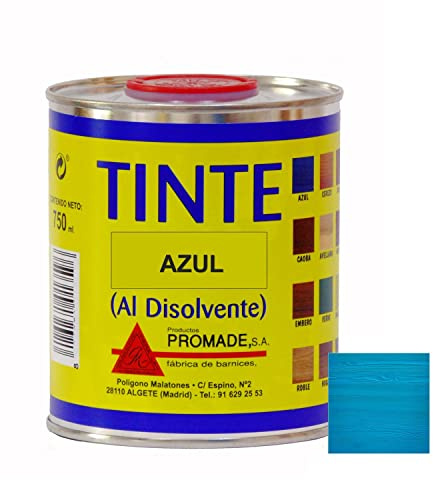 Promade - Tinte al disolvente para teñir la madera. Tonos de madera y colores vivos y modernos (375 ml, Azul)
