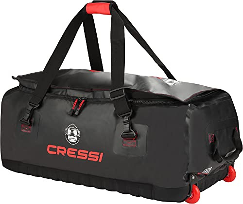 Cressi Unisex_Adult Gorilla Pro Whellls Large Waterproof Travel Bag with Wheels, Black/red Logo, XL