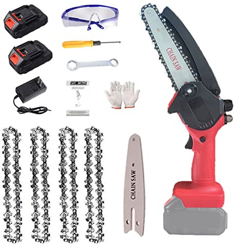 Mini Motosierra Bateria,24V 6-in Motosierra Eléctrica Sin Cable, motosierra de mano, Tijeras de Podar Inalámbricas Operado con Una Mano Motosierras Eléctrica Portátil Sierra Eléctrica for Corte