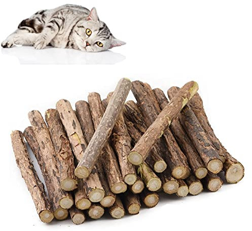 Butyeak Katzen Kauspielzeug, Katzen Sticks, Katzen Zahnpflege, 30 Stöcke Katzenspielzeug Natur gegen Mundgeruch, Dental Sticks Katze, Katzen Kauspielzeug für praktische Dental Care Bei Katzen
