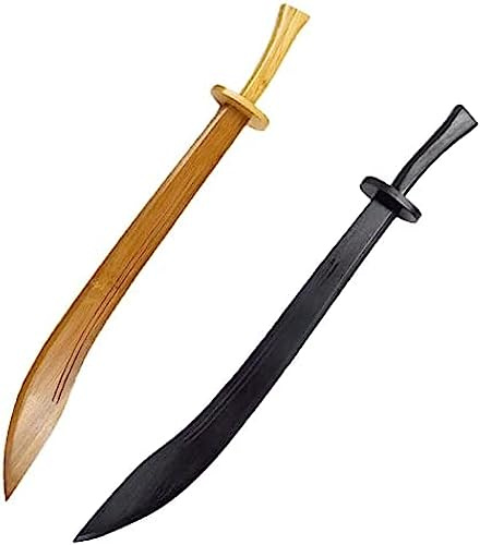 Martial Arts Swords Wooden Kung Fu Broadsword Black Training Sword For Form Practice Children's Toy Knife Handmade Machete With Chinese Tradition,Wood+black Katana,Freedom76