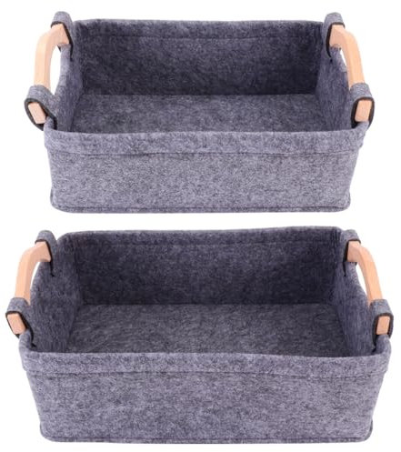 Cabilock 2Er Set Filz Aufbewahrungskörbe in Grau - Vielseitige Organizer Für Bücher Spielzeug Und Haushaltswaren - Platzsparendes Design Für Wohnzimmer Büro Und Auto