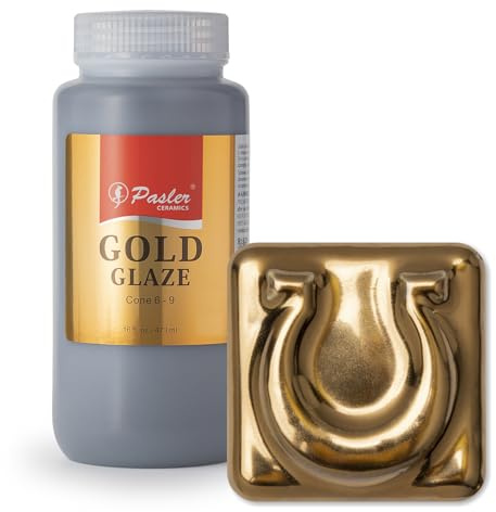 Pasler Gold Glaze for Ceramic Pottery Bisque,PCG01,16fl oz/473ml