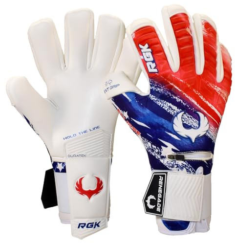 Renegade GK Eclipse Liberty Professional Goalie Gloves with Pro-Tek Fingersaves Black| Red, White, & Blue Soccer Goalkeeper Gloves (Size 10, Adult, Negative Cut, Level 5)