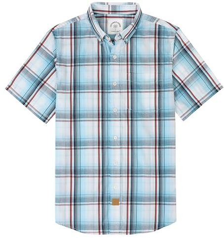 Dubinik® Chemise Homme Manches Courtes Carreaux De Travail Poche Casual Été Chemisette Homme Bouton Chemise Carreaux Homme