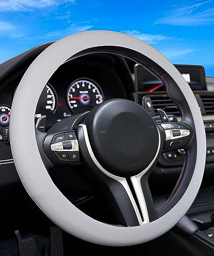 Flaconi Coprivolante Universale, Copri Manubrio Auto, Coprivolante in Silicone Antiscivolo, Protezione Universale per Volante, In Morbido Silicone, per Auto, Camion, SUV (Grigio)