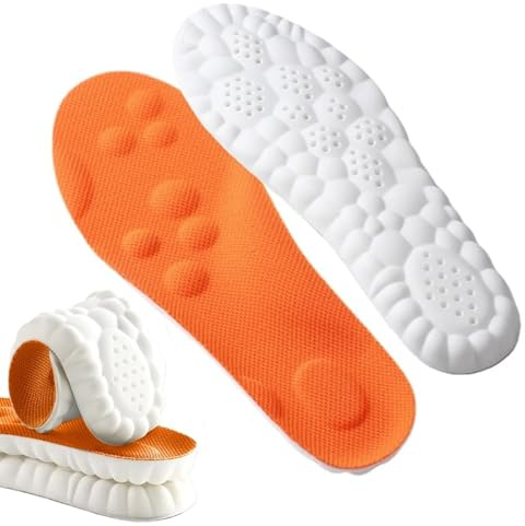 Plantillas de espuma viscoelástica con soporte para el arco, transpirables, suaves y amortiguadoras para pies planos, dolor de pies, fascitis plantar, espolones calcáneos (naranja)