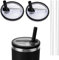 WALLFID 2pcs Auslaufsichere 40oz Becher Flip-Strohhalm Deckel Ersatz,Kompatibel mit Stanley 40oz Becher,Auslaufsicher und Staubdicht,Leicht zu reinigen,mit 2 Strohhalmen (Schwarz)