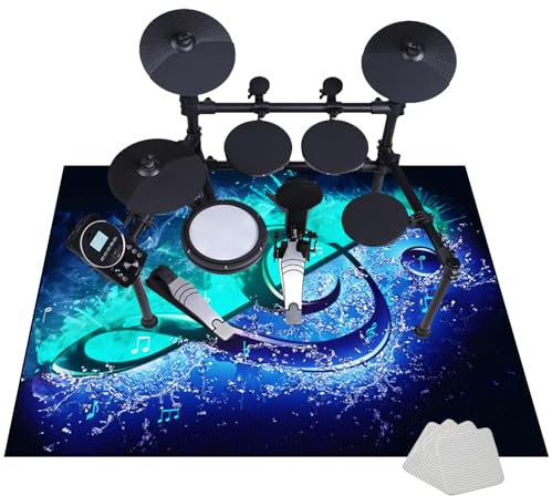 JaevKwzy Schlagzeug Teppich Schallschutzmatte - Drum Teppich Elektrisches Schlagzeug Antivibrationsmatten - rutschfeste Trommel Teppiche - Professioneller Schlagzeugteppich 110 x 80 cm