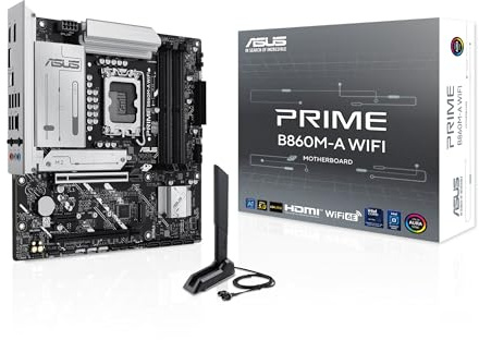ASUS Prime B860M-A WiFi Gaming Mainboard Sockel Intel LGA 1851 (Intel B860, mATX, DDR5 Speicher, PCIe 5.0, 1x PCIe 4.0 M.2, WiFi 6E, Aura Sync)