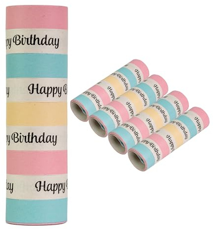 Set di stelle filanti Happy Birthday, 5 rotoli con 9 strappi, decorazione per feste di compleanno, compleanno per bambini, decorazione da tavolo in carta, decorazione da tavolo in carta