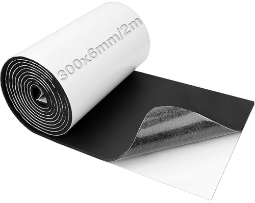 Mbsomnus Closed Cell Foam Roll 300 mmx6 mmx2 m Self Adhesive Foam Sheets Neoprene Sticky Back 6 mm Rubber Sheet Black for Furniture Pads Floor Protectors Gap Filling DIY Craft Project
