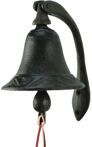 YukaBa Cast Iron Logan Dinner Bell with Bracket Dinner Bell - Feel The Vibe of Traditional Family Meals and Gatherings. Made of Heavy Cast Iron