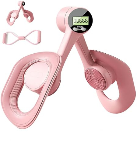 Thigh Muscle Master for Women, Kegel Pelvic Floor Trainer with Counter Resistance Band, Leg Muscle Exercise Devices Strengthener Workout Exerciser Equipment for Home Use (Pink)