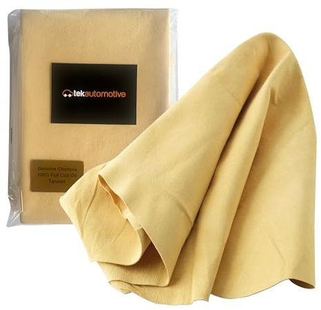 Tek Automotive Fensterleder für Autos - Profi Grade XXL Full Cod Öl gegerbtes Auto Chamois Leder - 100% echtes Shammy Ledertuch zum Auto Trocknen & Polieren