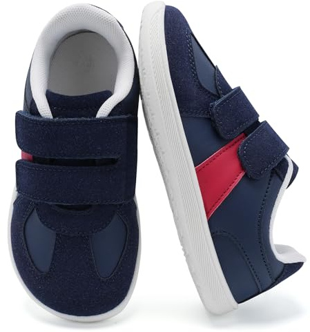 Mioceko Scarpe Barefoot Bambino Bambina Punta Larga Scarpe Primi Passi Suola Zero Drop Antiscivolo Leggere Sneakers Casual Blu Navy 26 EU