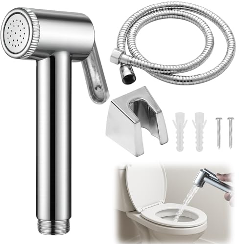 1 Set Bidet Shower, Muslim Shower for Toilet Spray, Handheld Bidet Spray for Toilet UK, Handheld Douche Sprayer with 1.5M Hose and Valve Adapter, Personal Hygiene and Cleaning