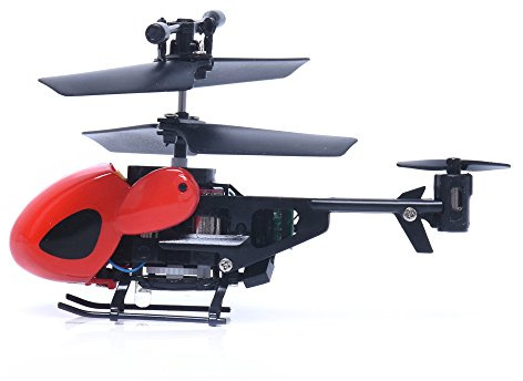 Micro RC Helicopter 2CH Remote Control Mini Aircraft Radio Channel Toy for Kids Adults Indoor Outdoor Flying (Red, One Size)