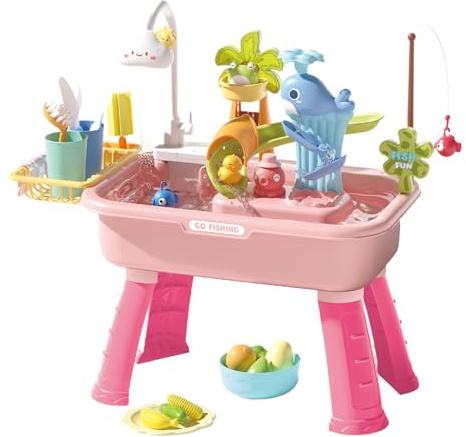 Mesa de agua para niños, juego de lavado portátil, juguete educativo creativo, mesa de juego sensorial con función de agua, experiencia educativa para niñas y niñas, área de camping para escuela