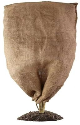 Opatiny Sac de protection réutilisable en toile de jute avec cordon de serrage pour protéger le gel d'hiver - Couverture respirante pour plantes en pot, arbres et arbustes (80 x 100 cm)