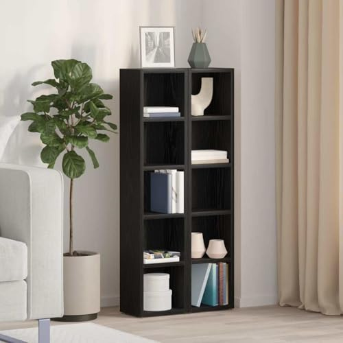 Generico Scaffali Porta CD 2 pz Rovere Nero 21x16x93,5 cm in Truciolato,Armadietti e portaoggetti,Scaffali e armadietti per Supporti multimediali-861986