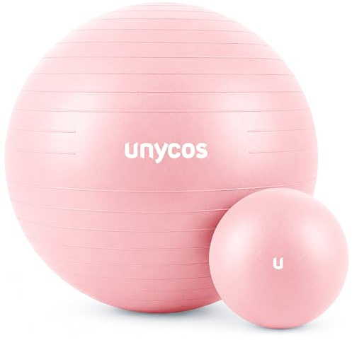 unycos - Pelota de Pilates, Gimnasia, Yoga, Fitness y Embarazo, Fitball Antideslizante y Anti-Burst【55cm/65cm/75cm】de PVC Extra Grueso, Resistencia de 300 kg
