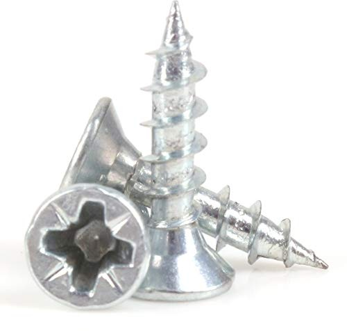 50x Zinc Countersunk Wood Screws - M3.5 x 15mm Screws for Structural Timber & Masonry