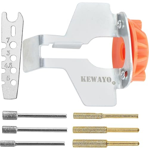 Kit d'accessoires d'affûtage de tronçonneuse – Lot de 8 aiguiseurs de dents de lame de tronçonneuse avec guide d'angle et limes de meulage diamantées, accessoires d'outils électriques pour jardinage