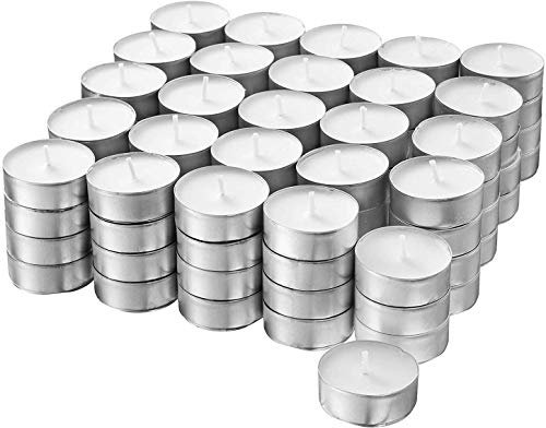 100 Velas de Té Tealight sin Perfume en recipiente de metal(Blanco, 100 Velas) velas de té - 100 piezas candelitas - blanco - sin fragancia