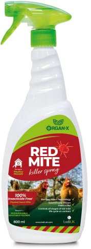 Xtermin8Prob Red Mite killer spray Bird Mites - Organic Non Toxic Poultry Houses Outdoor Use - Large 800ml bottl