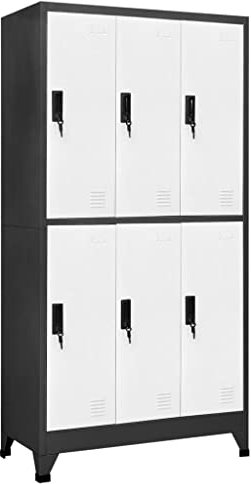 vidaXL Schließfachschrank Metallschrank Lagerschrank Aktenschrank Fächerschrank Spindschrank Spind Umkleideschrank Spint Anthrazit Weiß 90x45x180 cm Stahl