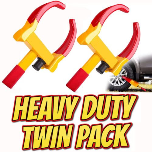 Heavy Duty Wheel Clamp Lock Cars Trailer Caravan Security Anti Theft Car Locking Claw New Pro DIY Van Caravan Motorhome Twin Pack