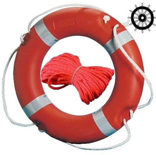 Solas MED Zulassung Rettungsring 60 cm RINA-Zertifikat für Handelsschiffe und Freizeitboote + 30 Meter Wurfleine schwimmfähig