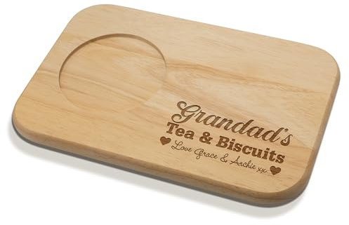 Personalised Tea & Biscuit or Coffee & Cake Engraved Wooden Board for Grandpa, Grandad, Grandma, Granny, Mum & Dad